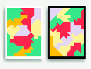Aesthetic geometric posters .Modern art .Abstract minimal composition . Contemporary vector design 