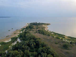 Scenic aerial view of the cape, sandbar or semi island
