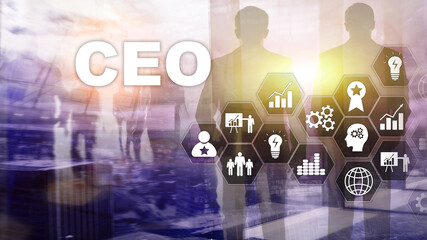 CEO business concept. Chief Executive Officer. Financial background mixed media