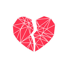 Broken heart made from triangles vector icon