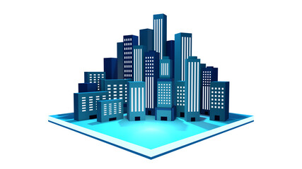 たくさんのビル　3DCG　アイコン　挿し絵　都市　都会　ビジネス　社会
