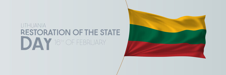Lithuania restoration of the state day vector banner, greeting card