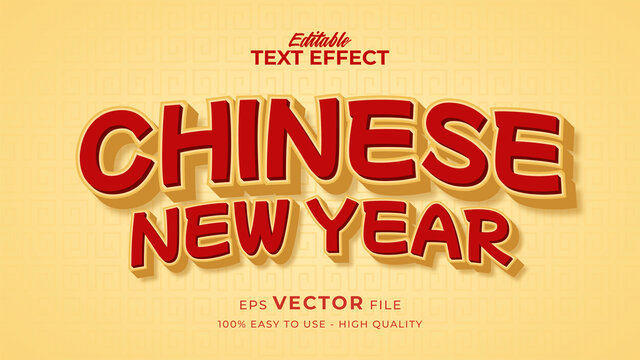 Editable text style effect - chinese new year text in style theme