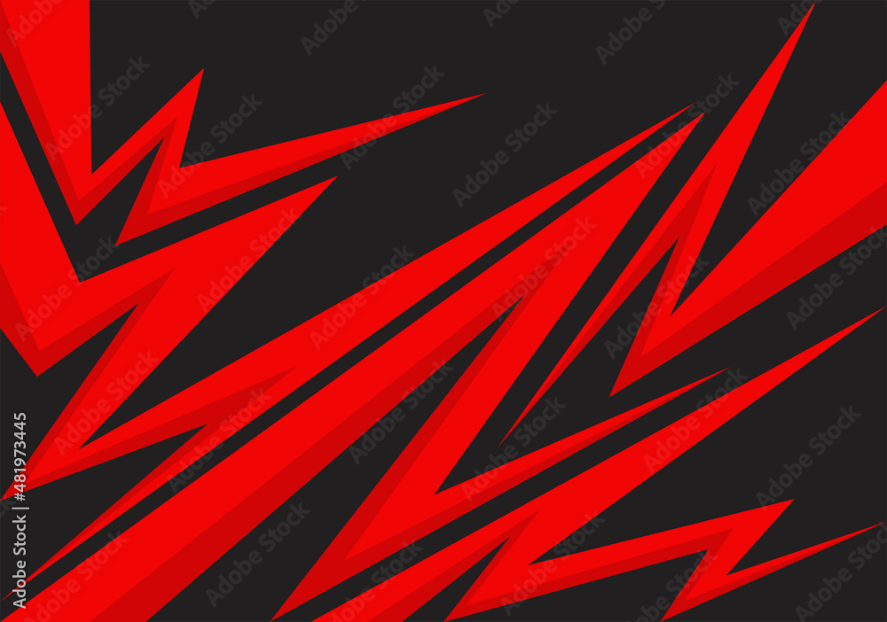 Poster abstract background with red spikes and zigzag line pattern