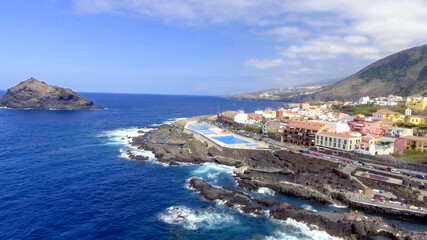 Fototapeta premium Aerial view of Santiago del Teide landscape, Tenerife from drone - Spain