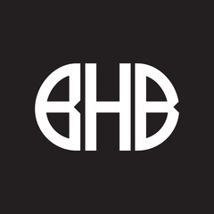BHB letter logo design on black background. BHB