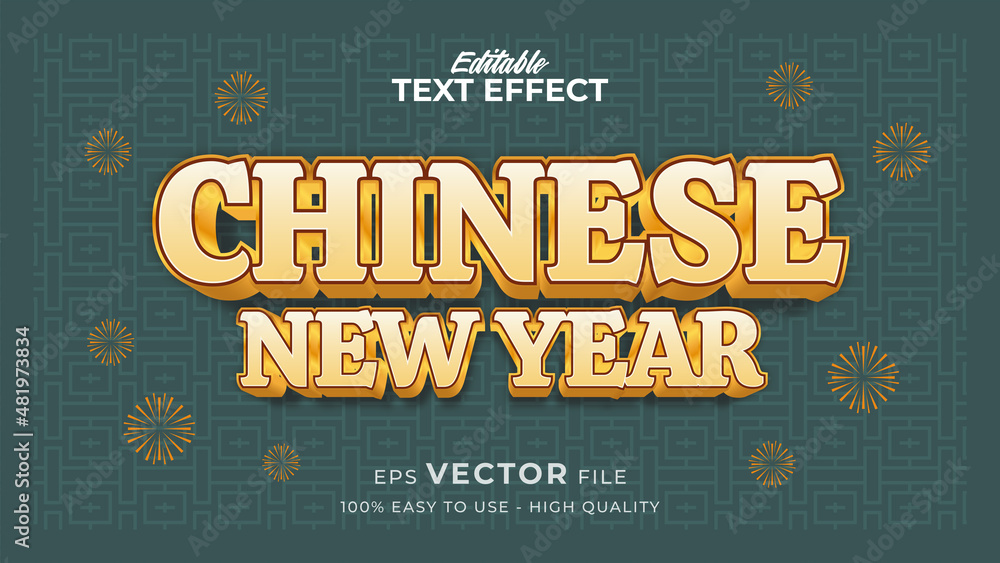Poster editable text style effect - chinese new year text in style theme