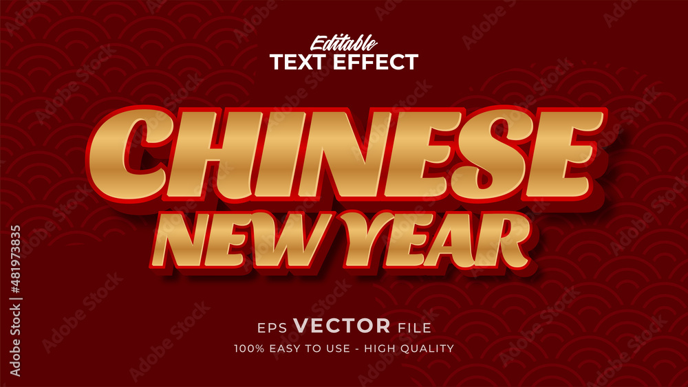 Aufkleber editable text style effect - chinese new year text in style theme