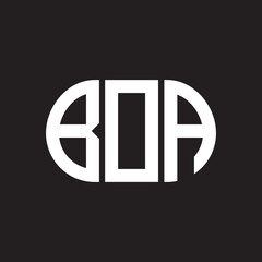 BOA letter logo design on black background. BOA