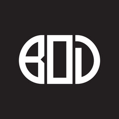 BOD letter logo design on black background. BOD
