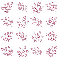 Fototapeta na wymiar Seamless pattern with leaves in line style. Vector floral background in linear style