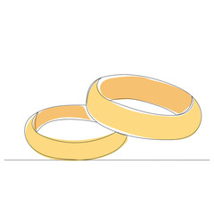 wedding rings continuous line drawing ,vector, isolated