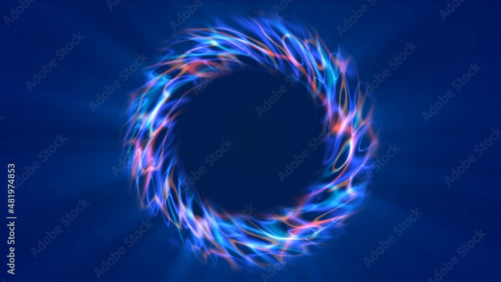 Poster energy animation neon sphere frame. the texture of the movement of smooth glowing lines. the rotatio