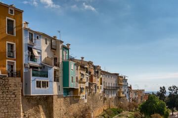 Fototapeta na wymiar view of the colorful houses and old town of Villajoyosa and the Amadorio River