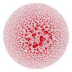 Cardiology symbols are composed into round collection. Cardiology icon round mosaic. Abstract round globula mosaic is created with cardiology symbols.