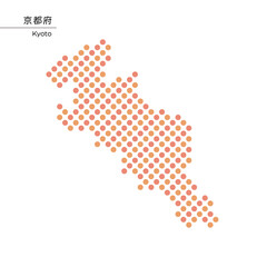 Fototapeta premium 京都府のデザイン地図 ドット