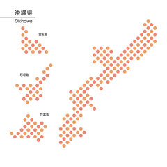 沖縄県のデザイン地図　ドット