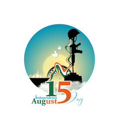 vector illustration of 15 august. 