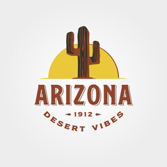 arizona sunset logo vintage typography vector symbol illustration design