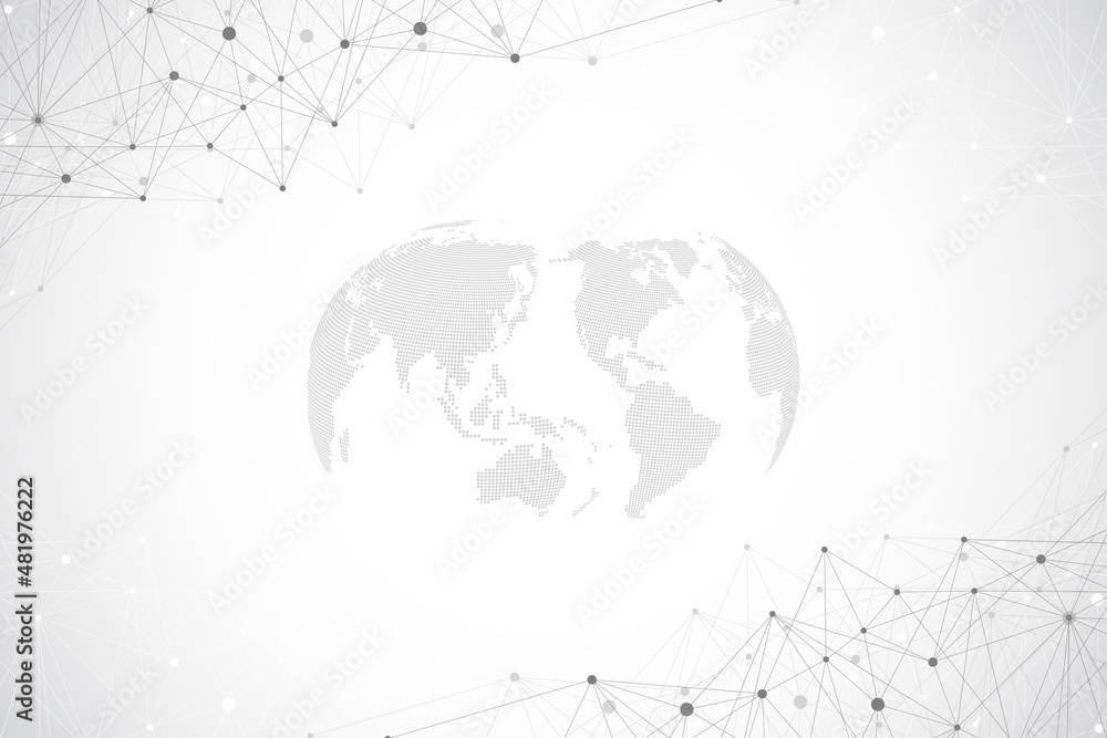 Poster Futuristic Artificial Intelligence and Machine Learning Concept. Human Big Data Visualization. Wave Flow Communication, Scientific illustration.