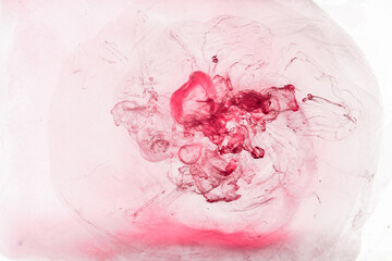 Pink smoke ink background, colorful fog, abstract swirling touch ocean sea, acrylic paint pigment underwater