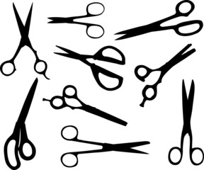 Scissors silhouettes collection - vector