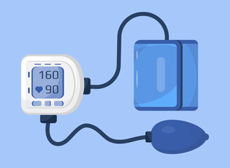 Hypertensive crisis and sphygmomanometer vector. Hypotension and hypertension disease treatment.