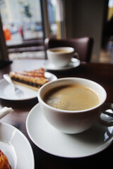 The view through the window in typical bakery in Berlin