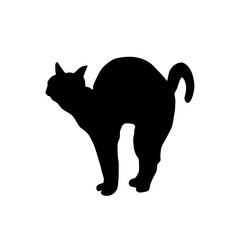Cat silhouette, black icon, logo, background. Vector illustration isolated on white background