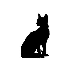 Cat silhouette, black icon, logo, background. Vector illustration isolated on white background