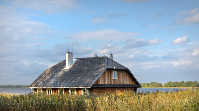 Ukmergė, Lithuania Manor Of President Antanas Smetona Užugiris Manor Is Located On The Picturesque Southern Shore Of Lake Lėno. Ancient Manor House Complex The First President Of Lithuania.