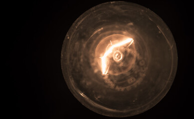 A Filament bulb lighting at night