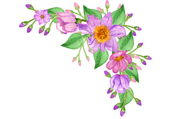 watercolor bouquets of flowers roses peonies poppies orchid.for a holiday, greeting cards,flowers in boho style,for design works.