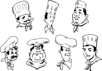 Collection of fun chefs and cooks for menus or advertising