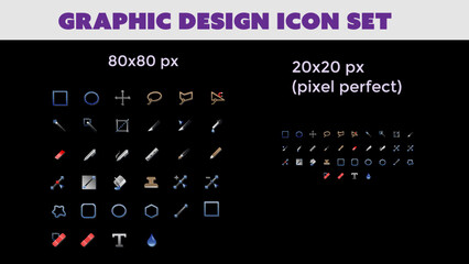 Graphic Design UI Vector Illustration Icon Set - obrazy, fototapety, plakaty