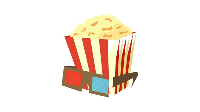 Popcorn icon animation best cartoon object on white background