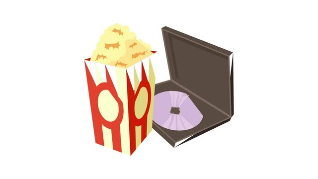 Big popcorn icon animation best cartoon object on white background