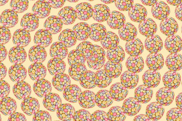 Spiral of multicolor flower balls