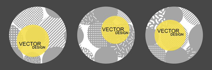 	
Set of abstract graphic circle elements, gray and yellow, vector design