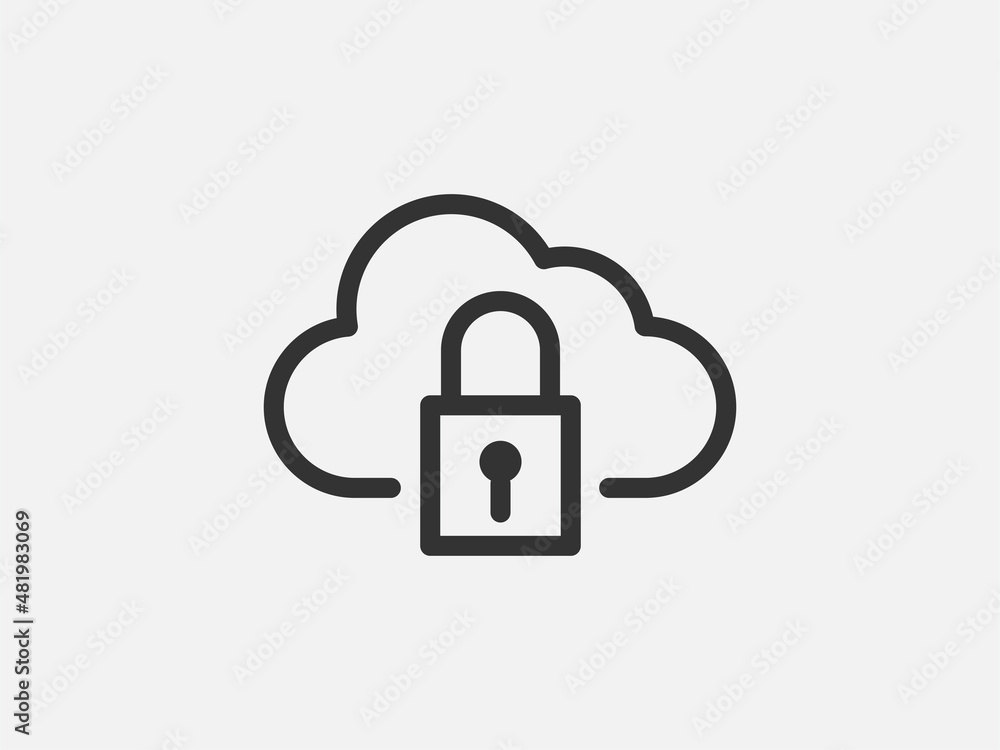 Poster technology icon vector cloud computing connection. big data global server. line design symbol.