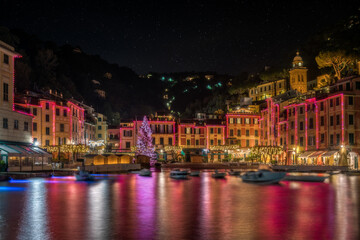 Christmas in Portofino - Genoa - Liguria - Italy - obrazy, fototapety, plakaty