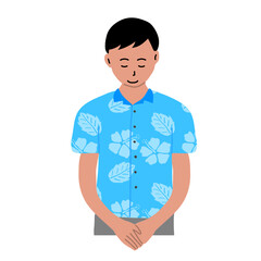 沖縄のかりゆしウェアを着た男性　単身　イラスト素材