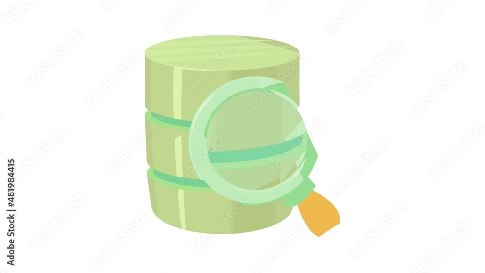 Poster searching database icon animation best cartoon object on white background