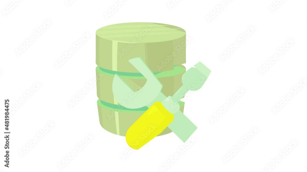 Poster repairing database icon animation best cartoon object on white background