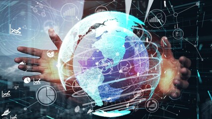 Data Analysis for Business and Finance conceptual. Graphic interface showing future computer technology of profit analytic, online marketing research and information report for business strategy.