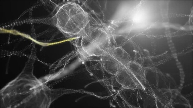 Neuronal network of neuron cells. Neuroscience and technology concept
