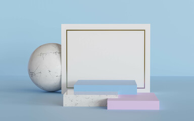 blue and violet abstract retro design podium product stand presentation podium 3d render illustration