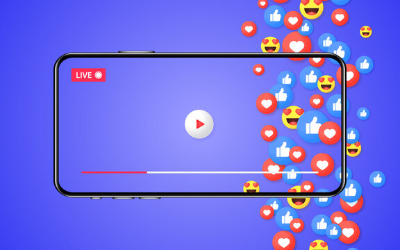 The concept of social networks and online broadcasts on a smartphone.