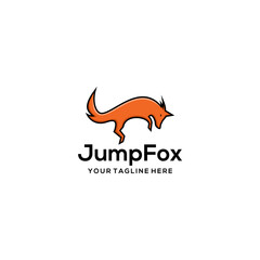 fox jump silhouette logo icon designs illustration template