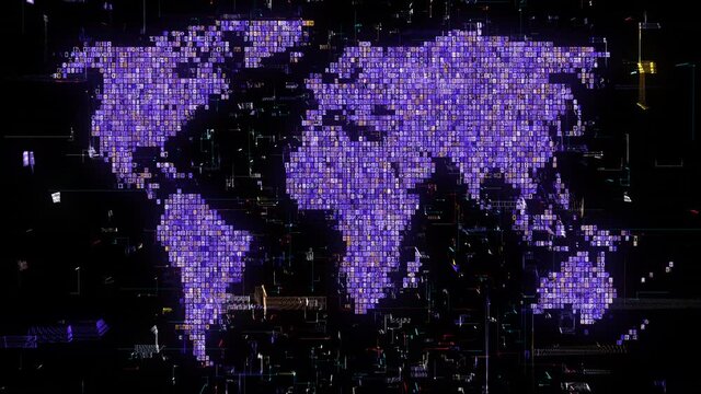 Digitized World Map FHD Background Loop